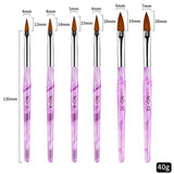 2023 6Pcs Acrylic Handle Nail Art Flat Brush Design Dotting Painting Drawing Crystal Pen Set Carving Salon Tips Builder 2 4 6 8 10224