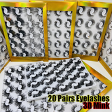 20 Pairs/Boxed 25mm Mixed Styles 3D Mink False Eyelashes Natural Long Lashes Handmade Wispies Bushy Fluffy Sexy Eye Makeup Tools272