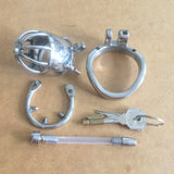 75mm Length Stainless Steel Super Small Male Chastity Device with Catheter and Anti-off Version 2.75 quot Short Cock Cage for BDSM