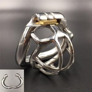 Stainless Steel Small Male Chastity Devices Adult Cock Cage With Curve Cock Ring Sex Toys For Men Bondage Belt