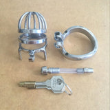 Double Ring Chastity Devices Silicone Tube with Barbed Anti-Shedding Rings Sounding Male Urethral SM Craft Chastity Cage