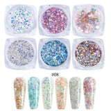 Nail Glitter 6pcs Rose Gold Colors Sandy Powder Shiny Luxury Sparkles Art Sequins Pigment Flakes Dust 3D Decorations275