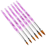 2023 6Pcs Acrylic Handle Nail Art Flat Brush Design Dotting Painting Drawing Crystal Pen Set Carving Salon Tips Builder 2 4 6 8 10224