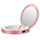 Makeup Compact Mirrors LED Mini Makeup Mirror Hand Held Fold Small Portable USB Cosmetic273