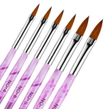 2023 6Pcs Acrylic Handle Nail Art Flat Brush Design Dotting Painting Drawing Crystal Pen Set Carving Salon Tips Builder 2 4 6 8 10224