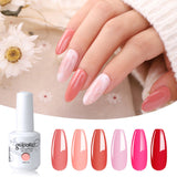 6 Pieces/lot UV Gel Nail Polish Set Vernis Semi-permanent UV Varnish Gellak Base Top Coat Needed 15ml370