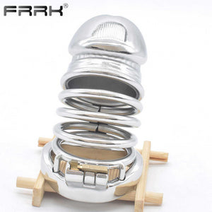 2023 Chastity Devices FRRK Metal Chastity Cage 37mm Large Erect Denial Cock Lock Device BDSM Kinky Sex Toys for Male Prison Bird Bondage Penis Belts Ce