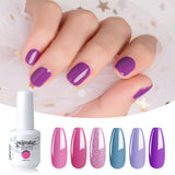 6 Pieces/lot UV Gel Nail Polish Set Vernis Semi-permanent UV Varnish Gellak Base Top Coat Needed 15ml370