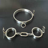 3-In-1 Bondage Gear Kit BDSM Collar Handcuffs Wrist Ankle Leg Cuffs Restraints Adult Sex