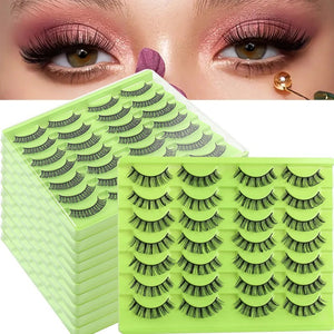 Handmade Reusable Fluffy False Eyelashes Wispy Soft Thick Natural Mink Lashes Extensions Full Strip Lash Messy Crisscross