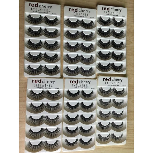 5pair /set RED CHERRY False Eyelashes Natural Long Eye Lashes Extension Makeup Professional Faux Eyelash Winged Fake Wispies