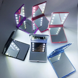 Lady LED Makeup Mirror Cosmetic Lamps 8 LEDs Mirror Folding Portable Travel Pocket Mirror Lights Lighted Fast Ship