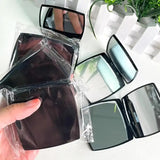 Brand Folding Compact Face Mirrors with Velvet Dust Bag Mirror Black Portable Classic Style Makeup Tools