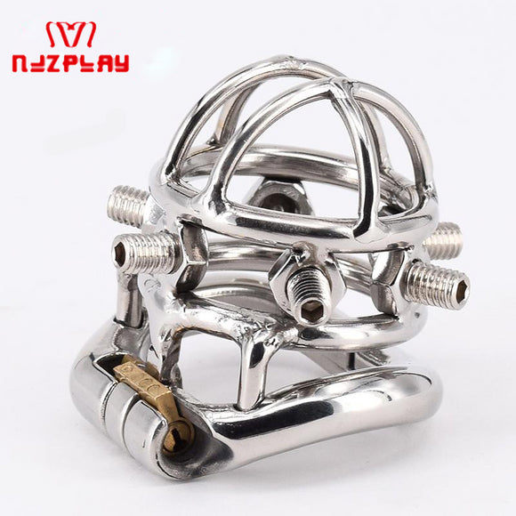 New Arrival Chastity Devices Male Chastity Spikes Stainless Steel Spiked Cock Cage Penis Locking for Men Bondage Rings with 6 Screws