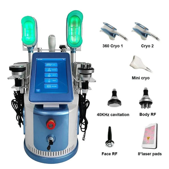 Professional 360 Cryo Cryolipolysis Machine 40K Cavitation Fat Freezing RF Body Slimming Machine for Double Chin