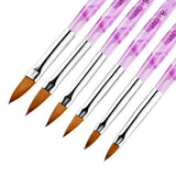 2023 6Pcs Acrylic Handle Nail Art Flat Brush Design Dotting Painting Drawing Crystal Pen Set Carving Salon Tips Builder 2 4 6 8 10224