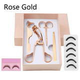 4Pcs/lot Rose Gold Eye Lashes Stainless Steel Makeup Set Curler Eyebrow Tweezers Scissors False Eyelash Applicator KITS233