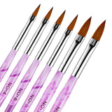 2023 6Pcs Acrylic Handle Nail Art Flat Brush Design Dotting Painting Drawing Crystal Pen Set Carving Salon Tips Builder 2 4 6 8 10224