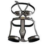 Chastity Devices Stainless Steel Bra T-Model Fully Adjustable Lockable Female Chastity Belt with Ankle Restraint Anklecuff Bondage