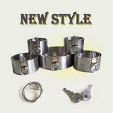 New Arrival Bondage Heavy Duty Steel Chastity Devices Locking Bracelet Restraint Shackles Sm Fetters Hands Collars Sex Toys