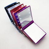 Lady LED Makeup Mirror Cosmetic Lamps 8 LEDs Mirror Folding Portable Travel Pocket Mirror Lights Lighted Fast Ship