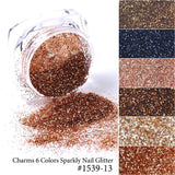 Nail Glitter 6pcs Rose Gold Colors Sandy Powder Shiny Luxury Sparkles Art Sequins Pigment Flakes Dust 3D Decorations275