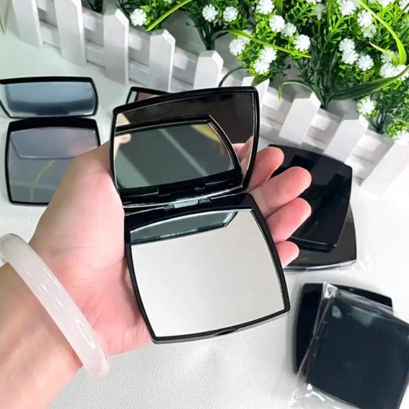 Brand Folding Compact Face Mirrors with Velvet Dust Bag Mirror Black Portable Classic Style Makeup Tools