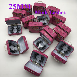 25mm False Eyelashes Wholesale Thick Strip 3D Custom Packaging Label Makeup Dramatic Long Mink Lashes210