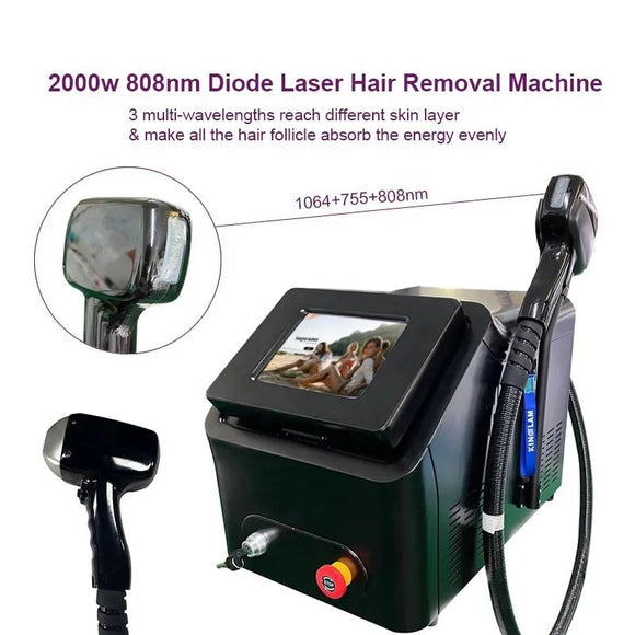 Laser 755nm 808nm 1064nm ICE Triple Wavelength Diode Lazer with Good Cooling System Painless Hair Removal Device