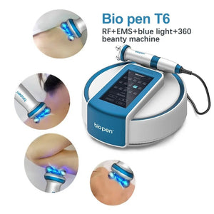 Rf Beauty Machine EMS Micro Current Electric of Stimulates Collagen Regeneration Blue Light Therapy Bio Pen T6 360 Rotating Skin Lifting Beauty Device