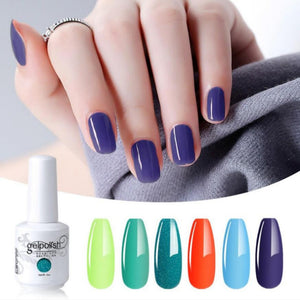 6 Pieces/lot UV Gel Nail Polish Set Vernis Semi-permanent UV Varnish Gellak Base Top Coat Needed 15ml370