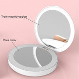 Makeup Compact Mirrors LED Mini Makeup Mirror Hand Held Fold Small Portable USB Cosmetic273