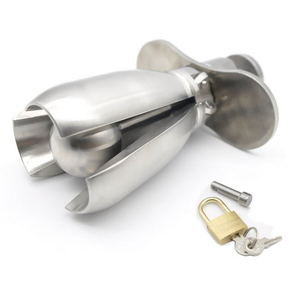 Stainless Steel Openable Stretching Anal Plug Beads with Lock Expanding Anus Butt Appliance Chastity BDSM Fetish Sex Toy