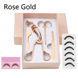 4Pcs/lot Rose Gold Eye Lashes Stainless Steel Makeup Set Curler Eyebrow Tweezers Scissors False Eyelash Applicator KITS