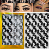 20 Pairs/Boxed 25Mm Mixed Styles 3D Mink False Eyelashes Natural Long Lashes Handmade Wispies Bushy Fluffy Sexy Eye Makeup Tools