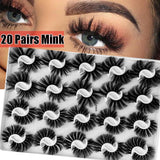 20 Pairs/Boxed 25Mm Mixed Styles 3D Mink False Eyelashes Natural Long Lashes Handmade Wispies Bushy Fluffy Sexy Eye Makeup Tools