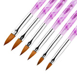 2021 6Pcs Acrylic Handle Nail Art Flat Brush Design Dotting Painting Drawing Crystal Pen Set Carving Salon Tips Builder #2#4#6#8#10#12