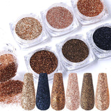 Nail Glitter 6Pcs Rose Gold Colors Sandy Powder Shiny Luxury Sparkles Art Sequins Pigment Flakes Dust 3D Decorations