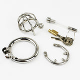 Chastity Devices Dormant Lock Design Short Male Stainless Steel Curve Cock Penis Cage W Silica Gel Catheter Chastity Belt Ring BDSM Sex Toy