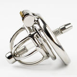 Chastity Devices Dormant Lock Design Short Male Stainless Steel Curve Cock Penis Cage W Silica Gel Catheter Chastity Belt Ring BDSM Sex Toy