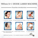 6 In 1 980Nm Laser Diode Vascular Therapy All Kinds Of Telangiectasia Removal Varicose Veins Removal