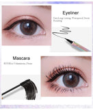 4D Fiber Lash Mascara Liquid Eyeliner Pencil kit Black Waterproof Makeup QIC starry sky Volume thick eyelash Long Lasting Eye liner