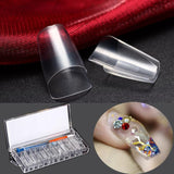 100pcs Aquarium Style Nail tips AQUA Nail Art Tips Clear Aquarium False Water tank Liquid Half Nail Tips With Syringe injector