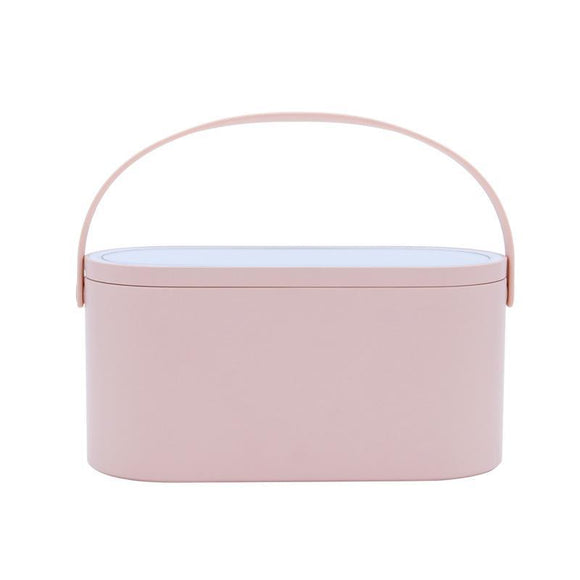 Compact Mirrors Makeup Organizer Box Led Light Desktop Case Dust-Proof Type Comestic Container Storage