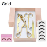 4Pcs/lot Rose Gold Eye Lashes Stainless Steel Makeup Set Curler Eyebrow Tweezers Scissors False Eyelash Applicator KITS