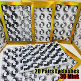 20 Pairs/Boxed 25Mm Mixed Styles 3D Mink False Eyelashes Natural Long Lashes Handmade Wispies Bushy Fluffy Sexy Eye Makeup Tools