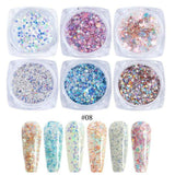 Nail Glitter 6Pcs Rose Gold Colors Sandy Powder Shiny Luxury Sparkles Art Sequins Pigment Flakes Dust 3D Decorations