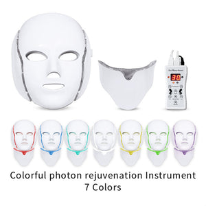 2021 New 7 Colors Led Light Beauty Facial Therapy Skin Care Face Whitening Machine Phototherapy Neck PDT Led Mask