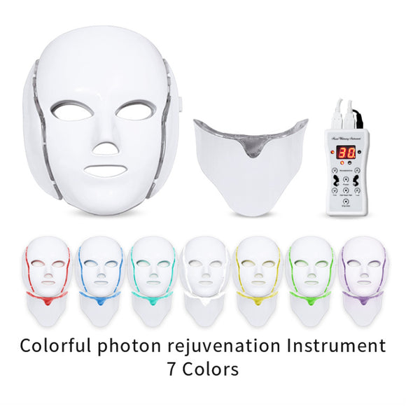 2021 New 7 Colors Led Light Beauty Facial Therapy Skin Care Face Whitening Machine Phototherapy Neck PDT Led Mask