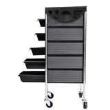 5 Drawers Trolley Cart Hair Salon Instrument Storage Cart Adjustable Height Trolley 52 x 38 x 92cm Hairdressing Supplies